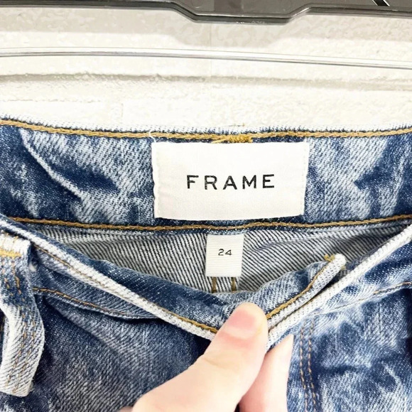 Frame Le Drew High Rise Bootcut Jeans in Cascade Blue Women's Waist Size 24 - Picture 7 of 9